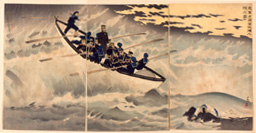 KOBAYASHI Kiyochika 
<br />
《Scene of the Landing and Occupation of Japanese Army at the Rongcheng Bay》
