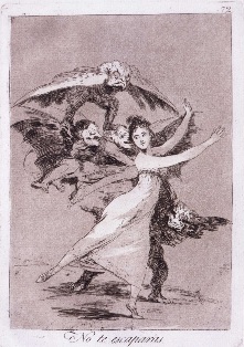 Francisco de Goya, Capricho (Caprice) 72. You will not escape, 1797-98, etching and aquatint on paper, Museum collection.