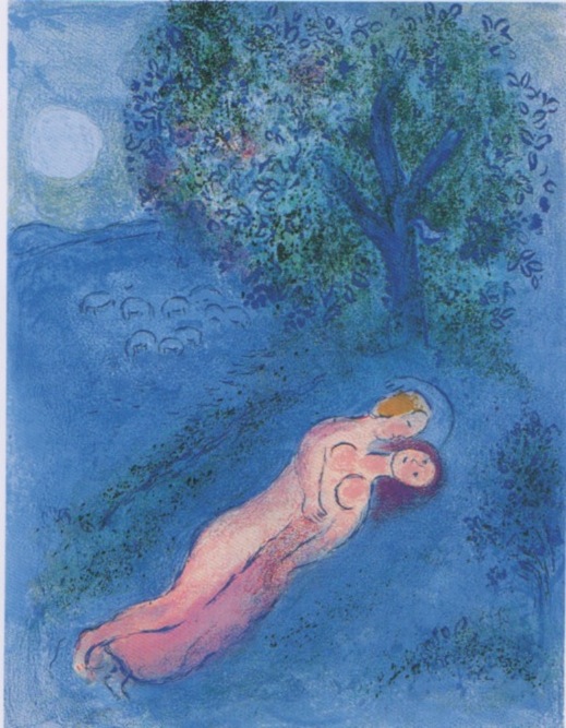 Marc Chagall, "Daphnis and Chloe" No.17; The Teaching of Philetas, Mourlot 323, 1961, The Museum of Modern Art, Kamakura & Hayama (Tomiaki Mochizuki Collection); cADAGP, Paris & JASPAR, Tokyo, 2015, C