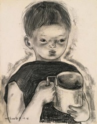 松本竣介《コップを持つ子ども》1942年　個人蔵
